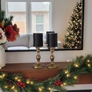 Pair of Solid Brass Pricket Pillar Candle Holders – Vintage Home Decor